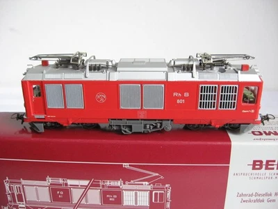 WW19 * BEMO H0m 1267 101 Electric Locomotive Twin-Power Locomotive Gem 4/4 RhB "801" DC Original Packaging - Image 1 of 4