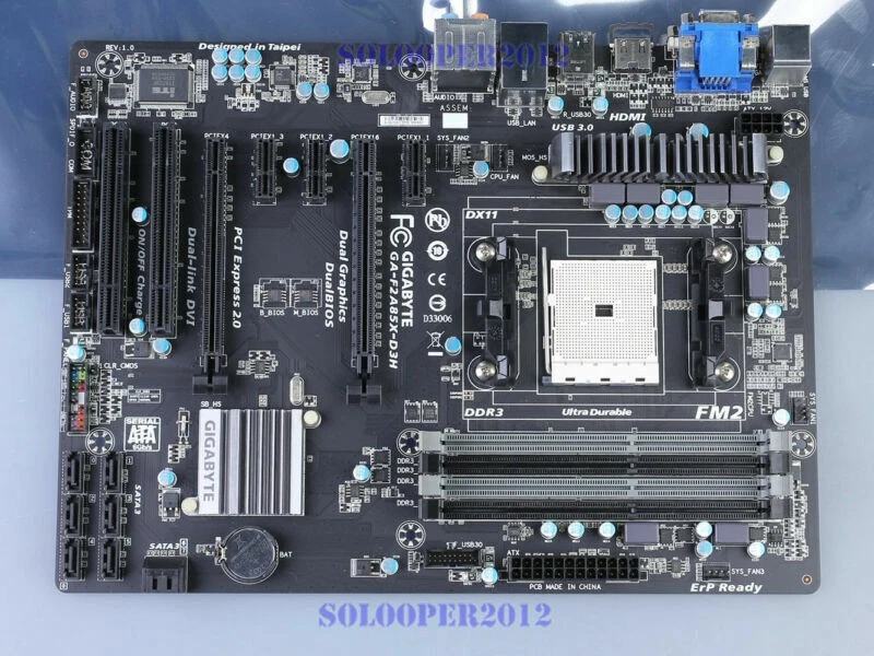 Gigabyte GA-F2A85X-D3H Motherboard AMD A85X Socket FM2 DDR3 ATX SATA3 USB3.0 - Image 1 of 2