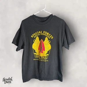 Vintage 1991 Mens T Shirt Size M Black Special Forces Military Graphic Retro V11 - Picture 1 of 4