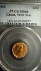 1922 Grant Gold $1 Dollar PCGS MS 66 With Star