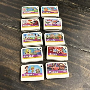 MobiGo V-Tech Lot Of 10 Games Cars Planes SpongeBob Toy Story Panda & More - Picture 1 of 4