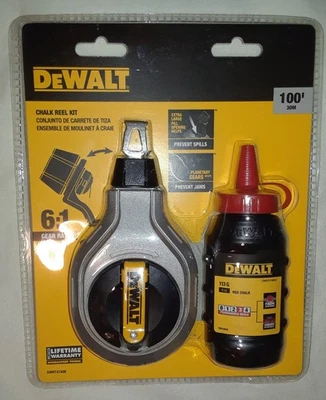 New DeWalt 6:1 Gear Ratio Chalk Reel Kit With (Included 4 Oz) Red Chalk 100' - Image 1 of 4