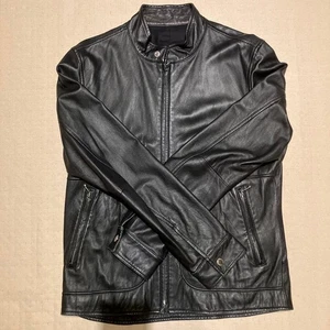 SOPHNET. Black Leather Jacket M Camouflage Zipper Riri Style Used - Picture 1 of 12