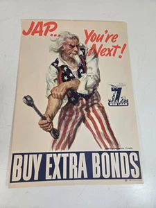 WW2 Original War Poster Jap You're Next Buy Bonds James Montgomery Flagg 20"×14" - Picture 1 of 10