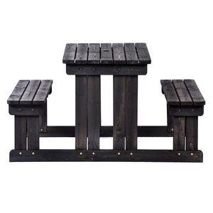 LeisureBench Guernsey 4 Seat Walk-In Wooden Picnic Table - Dark Grey - Picture 1 of 2