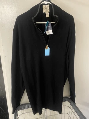 St Johns Bay Mens Big Tall 3XLT Black Quarter Zip Super Soft Sweater Sweatshirt - Image 1 of 4