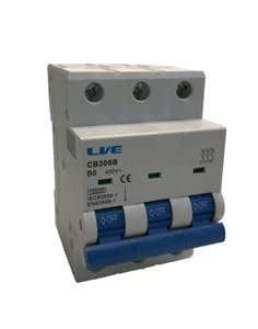 Live Electrical CB306B 3 Pole 6A B Curve 10kA MCB (A) - Picture 1 of 3