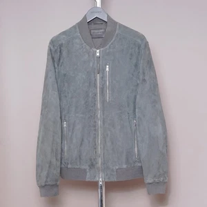 ALL SAINTS Suede Leather Jacket 2XL EXTRA LARGE Grey Mens XXL Bomber KEMBLE - Picture 1 of 20