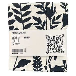IKEA ROTVECKLARE White Anthracite Cotton Pillow Cover 20" x 20" - Picture 1 of 3