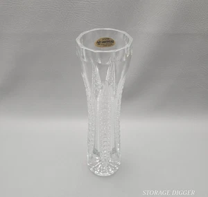 Vintage Saratow Glas Bleikristall handgeschliffen klar 11" Glas Vase Heimdekoration - Bild 1 von 10