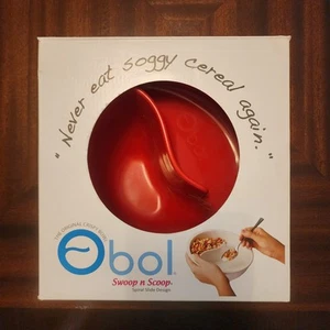 New OBOL The Original Never Soggy Cereal Bowl RED - Keep Your Food Separate-Ergo - Picture 1 of 4