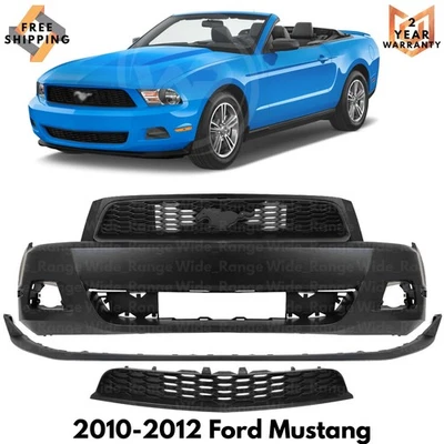 Front Bumper Cover Fascia Paintable & Grille Kit For 2010-2012 Ford Mustang Base Foto 1 de 4