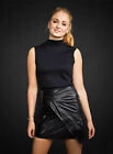 100% Pure Genuine Lambskin Black Stylish Hot For Women's Handmade Leather Skirt