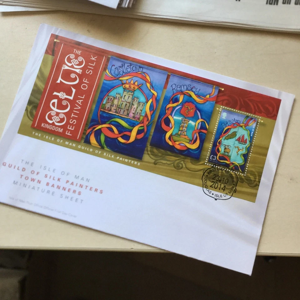 Isle of Man 2014 Celtic Festival of Silk Painters MiniSheet FDC First Day  Cover - Image 1 of 1