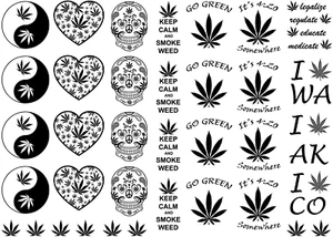 Calcomanías de vidrio fundido negro de 0,25 a 1 pulgada de hierba de marihuana 34 piezas - Imagen 1 de 1