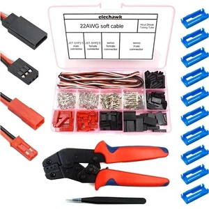 55 Sets Servo Plug Male Female Connector Crimp Pin Cable Kit with Crimping To... - Picture 1 of 7