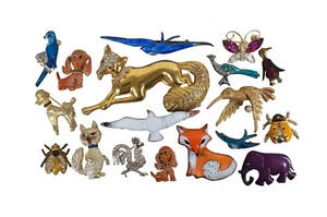 Lot of 18 Vintage Animal Brooch Pins Costume Jewelry Enamel Rhinestone - Picture 1 of 11