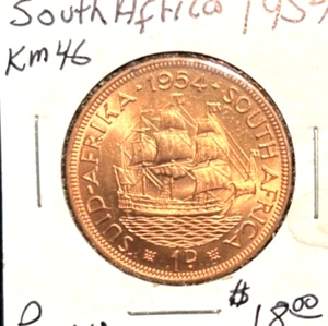 South Africa 1954 penny KM 46 Red Choice BU - Picture 1 of 2