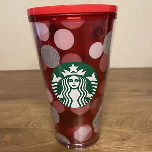 Vaso de lunares Starbucks 2019 rosa rojo plata 16 oz sin pajita café Love Glass - Imagen 1 de 7