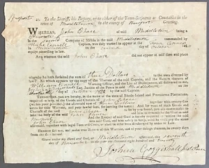 [Rhode Island] Orden de milicia impresa contra John Chase 7 de noviembre de 1820  - Imagen 1 de 7