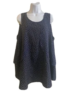 NWT Motherhood Maternity Navy Blue White Polka Dot Tank Top Large NEW Summer - Picture 1 of 5