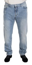 DOLCE & GABBANA Jeans Light Blue Washed Cotton Denim IT60/W46/2XL RRP 900usd