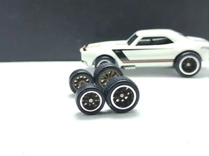 R177 Hotwheels 1:64 Real Riders # BBS Brown 10 & 12mm Medium Axle Rubber Wheels - Picture 1 of 6