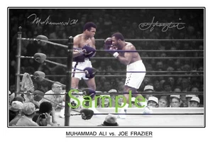 Muhammad Ali & Joe Frazier large signed boxing 12x18 inch photograph poster - Picture 1 of 4