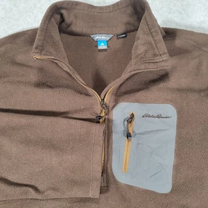 Eddie Bauer First Ascent Polartec 1/4 Zip Fleece Sweater Mens TXL XL Tall Brown - Picture 1 of 9
