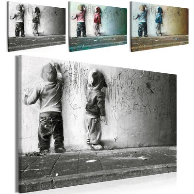 Streetart Banksy Kinder VLIES LEINWAND DEKO BILDER WANDBILDER XXL WOHNZIMMER - Bild 1 von 3