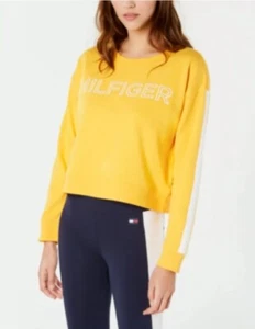 Tommy Hilfiger Sport Logo Fleece Sweatshirt Gelb Damen Gr. L UVP 59,00 $ NEU. - Bild 1 von 7
