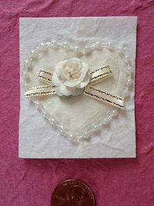 2 Heart Rose Card Topper wedding Anniversary Baptism First Communion Handmade - Picture 1 of 3