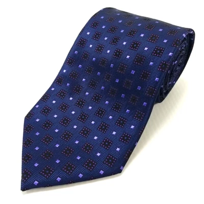 Corbata de microfibra tejida geométrica azul púrpura corbata de lujo Roberto Lorenzo Foto 1 de 4