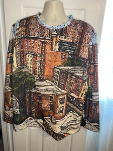 Eleanor Voorhees Fine Art NYC Pullover Sweater All Over Print XL - Made In UK - Picture 1 of 6