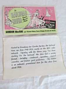 The Railroad Hour NBC Radio Show mit Gordon MacRae BLOTTER ARTIKEL 1948-1954 SCHÖN - Bild 1 von 3
