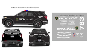 1/24 Scale Houston Texas 2022  Black Motormax Ford Explorer Waterslide Decals - Picture 1 of 1