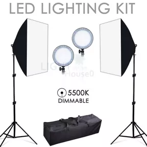 LED Dimmable Softbox Lighting Photo Studio Continuous Soft Box Light Stand Kit - Picture 1 of 14