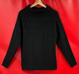 Forte Black 100% Cashmere Basketweave Funnel Neck Sweater Size XL NWT - Picture 1 of 7