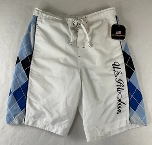 U.S. POLO ASSN. White Plaid Accents Shorts Mens XL NWT - Picture 1 of 11