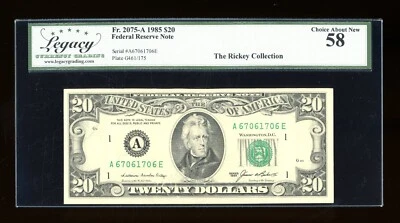 DBR 1985 $20 FRN Boston Fr. 2075-A Legacy 58 Serial A67061706E - Image 1 of 2
