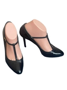 Jimmy Choo Almond Toe Enamel Leather Pumps Strap Black Size 38(8) - Picture 1 of 13
