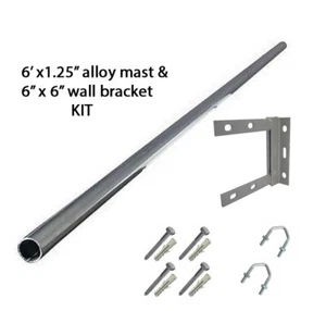 Kit fissaggio staffa 6' piedi albero lega 1,25"" pollici palo TV 6""x 6 - Foto 1 di 5
