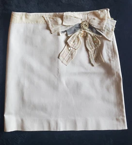 Auth Moschino Cheap & Chic Creme Khaki Cotton Skirt with Bows Size 10 - Picture 1 of 4