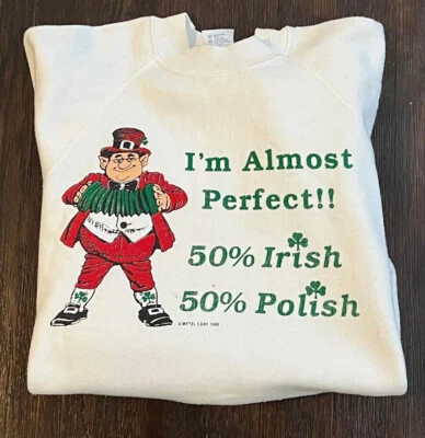 Sudadera Grande Cuello Redondo Años 80 Niños Irlandesa y Polaca Años 80 De Colección Foto 1 de 4