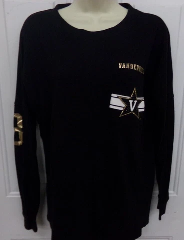 VICTORIA’S SECRET PINK VS Womens S Vanderbilt Commodores Black Long Sleeve Shirt Cover