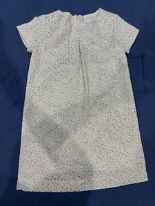 Little Girls Dress Size S By Gap Cream Colored With Gold Sparkles K27 - Picture 1 of 8