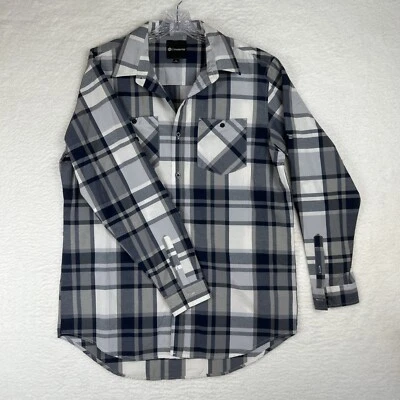 Akademiks Long Sleeve Button Up Shirt Blue White Plaid Pockets Men’s XL - Image 1 of 4