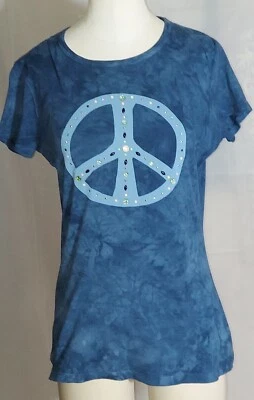 Camiseta Top Tejida Y2K Bejeweled Tryst Peace Symbol Talla M Foto 1 de 2