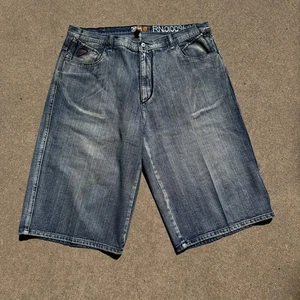 Pantalones Cortos Para Hombre Vintage Y2k Akademics Azul Claro Jean Sueltos Pierna Ancha Talla 40 - Imagen 1 de 7