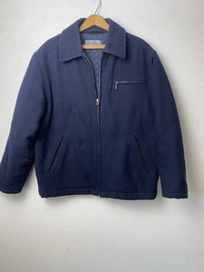 Vintage 90s Structure Wool Workwear Jacket Navy Blue Size S - Picture 1 of 6